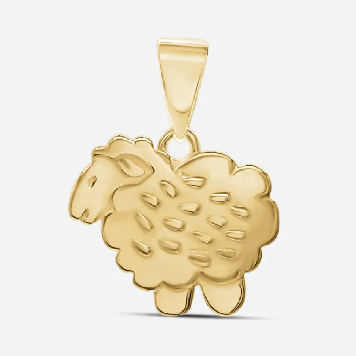 Goldener Anhänger in Schaf-Form, maritimer Schmuck, handgefertigt, Detailaufnahme