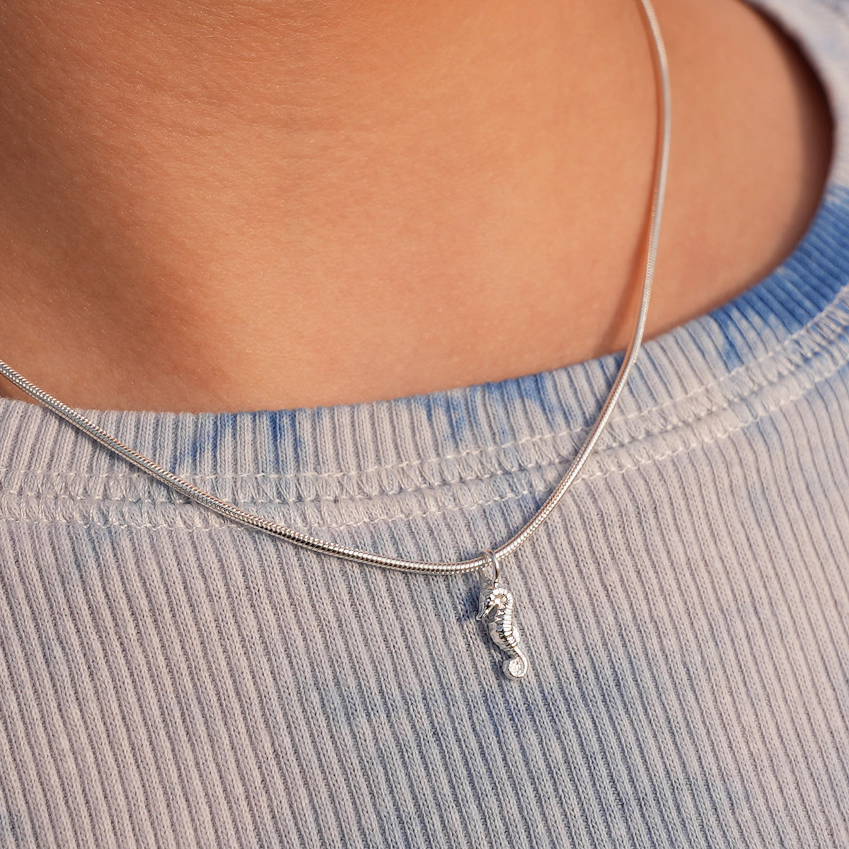 Kids necklace "Seahorse" - silver