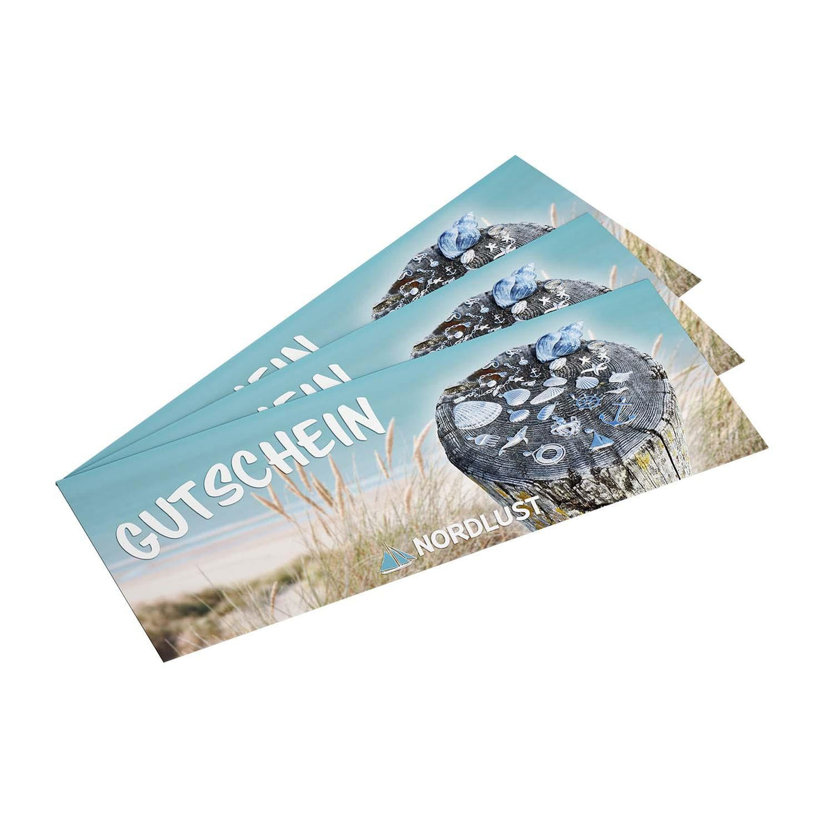 Maritimer Gutschein mit Muscheln und Küstenmotiv, Geschenkidee für Schmuckliebhaber