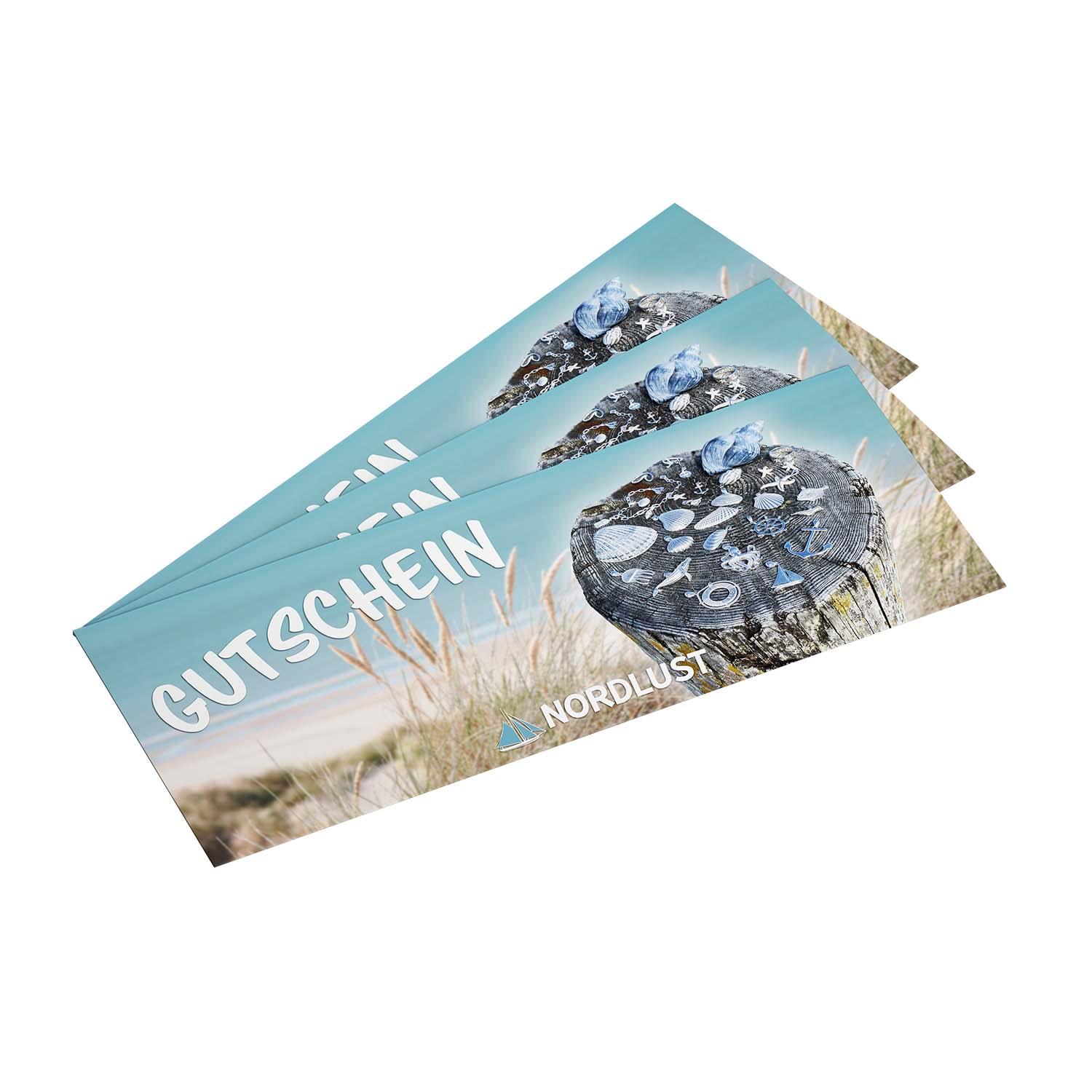 Maritimer Gutschein mit Muscheln und Küstenmotiv, Geschenkidee für Schmuckliebhaber