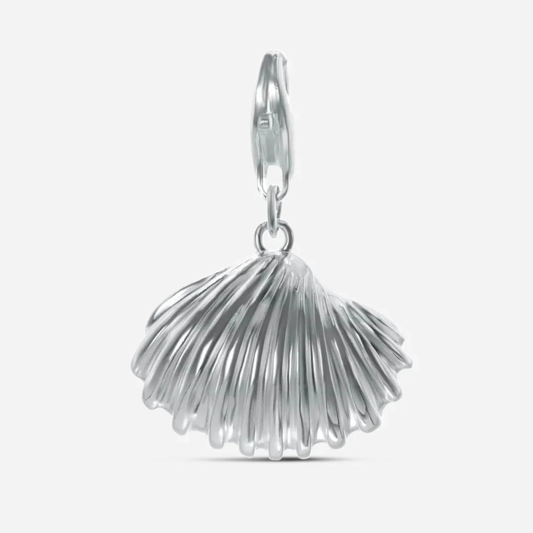 Silbernes Armband mit Herzmuschel-Anhänger, maritimer Schmuck, Muschel-Design