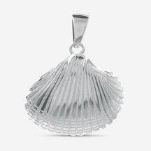 Anhänger Herzmuschel aus Silber, maritimer Schmuck, Muschel-Design, detailreich, glänzend