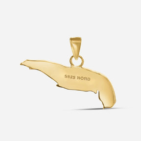 Goldener Anhänger in Insel-Spiekeroog-Form, S925 NORD Gravur, maritimer Schmuck