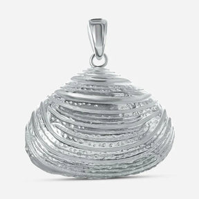 Silberner Anhänger in Form einer Klaffmuschel, maritimer Schmuck, Muschel-Design