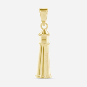 Goldener Anhänger in Leuchtturm-Form, maritimer Schmuck, detailreich gearbeitet