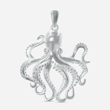Silberner Anhänger in Oktopus-Form, maritimer Schmuck, detailliertes Meerestier-Design