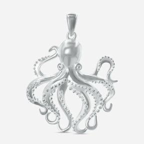 Silberner Anhänger in Oktopus-Form, maritimer Schmuck, detailliertes Meerestier-Design