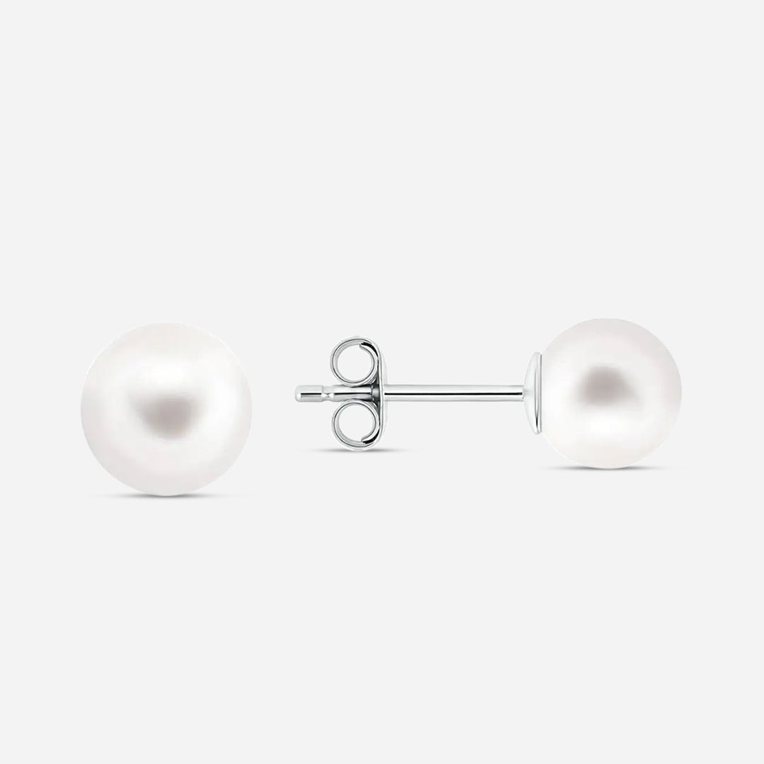 Stud earrings pearl - silver