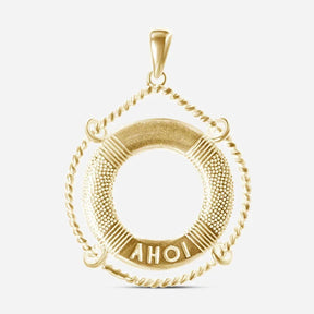 Goldener Anhänger in Form eines Rettungsrings mit maritimem AHOI-Schriftzug, Schmuck