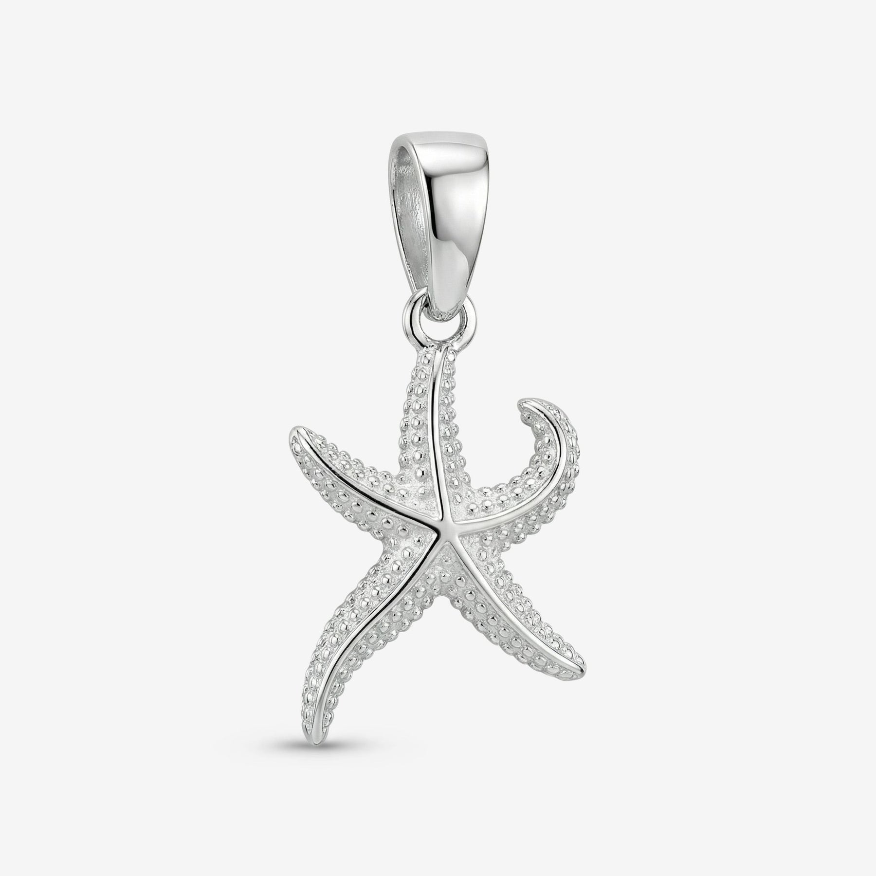 Silberner Seestern Anhänger maritimer Schmuck am weißen Hintergrund