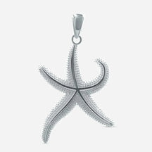 Großer Seestern-Anhänger aus Silber, maritimer Schmuck auf weißem Hintergrund