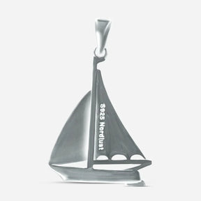 Silberner Segelboot-Anhänger maritim, Schmuck für Küste, Strand und Meer