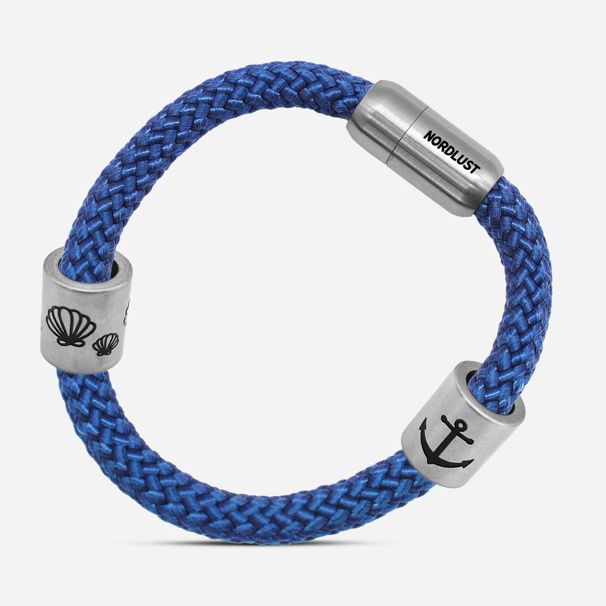 Sail rope bracelet with charms / Blue